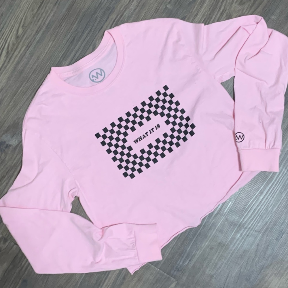 Alex Wassabi Long Sleeve Pink Crop Shirt